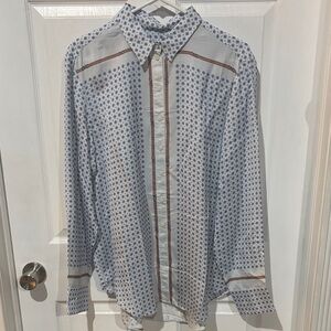 J. Crew Blue and White Geometric Button Down Shirt